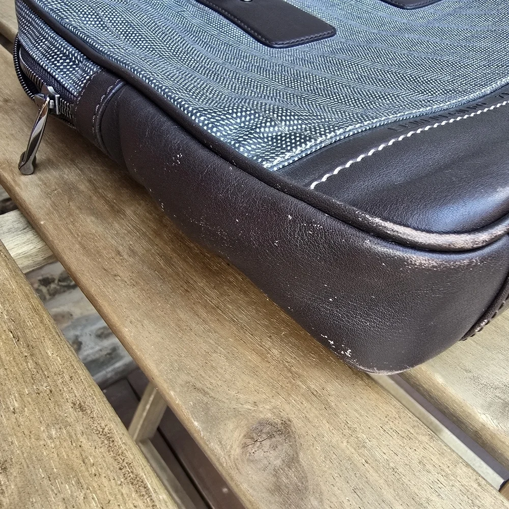 Emernegildo Zegna Elegant Black and Gray Men's Briefcase